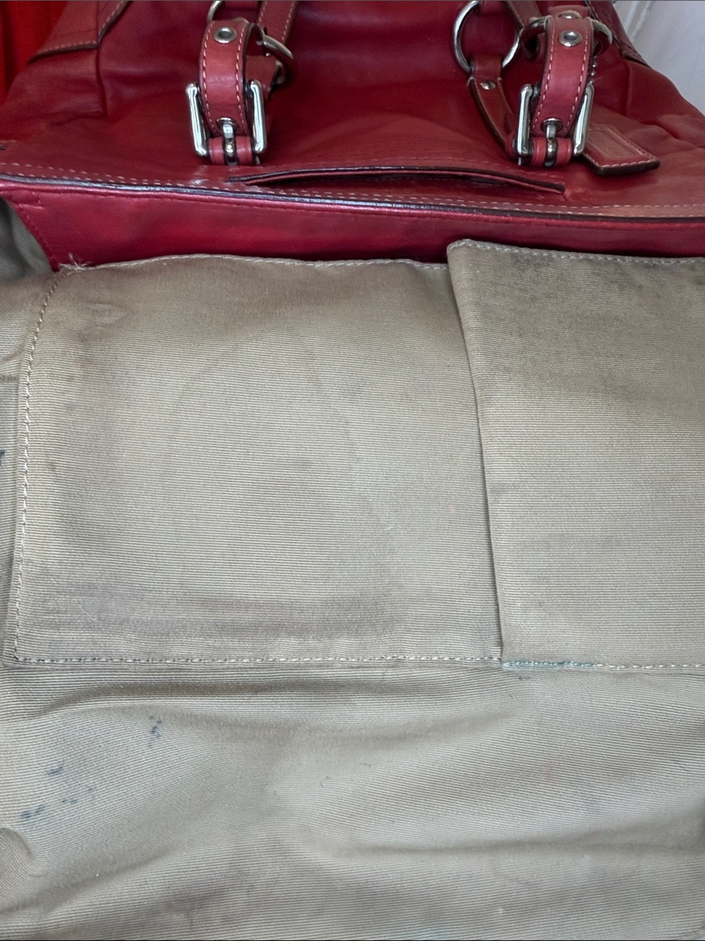 Coach Red Leather Shoulder Tote - Picture 10 of 10
